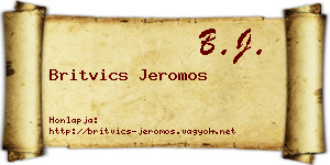 Britvics Jeromos névjegykártya